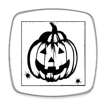 Halloween Spooky Pumpkin Lantern Vector - Square fridge magnet - white - Front