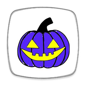 Halloween Spooky Pumpkin Lantern Vector - Square fridge magnet - white - Front