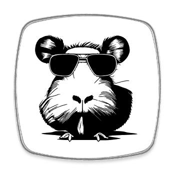 guinea pig cool sunglasses funny vector - Square fridge magnet - white - Front