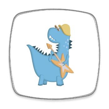 Blue Dinosaurier Rocker E-Gitarre - Viereckiger Kühlschrankmagnet - Weiß - Vorne