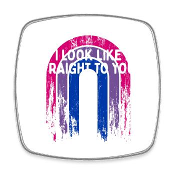 Est-ce que je te regarde droit Bisexuel LGBTQ Bi Pride - Magnet carré - blanc - Devant