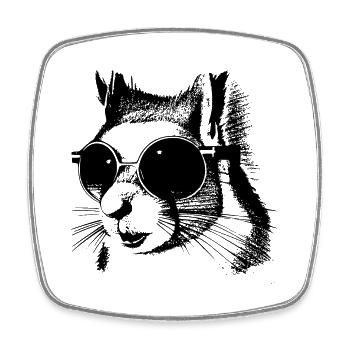 Squirrel Sunglasses Animal Cute Funny Cool 05 - Square fridge magnet - white - Front