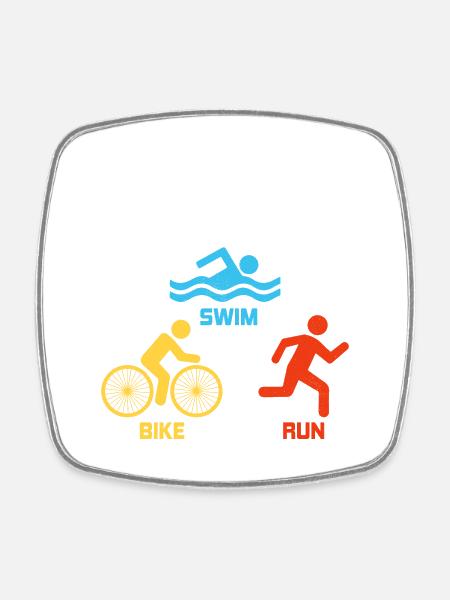A threesome every weekend - Swim, Bike, Run Triath - Viereckiger Kühlschrankmagnet - Weiß
