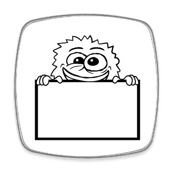 Comic monster behind the wall - Square fridge magnet - white - Front