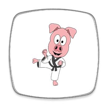 SCHWEIN - SELBSTVERTEIDIGUNG - KARATE - JUDO - Viereckiger Kühlschrankmagnet - Weiß - Vorne