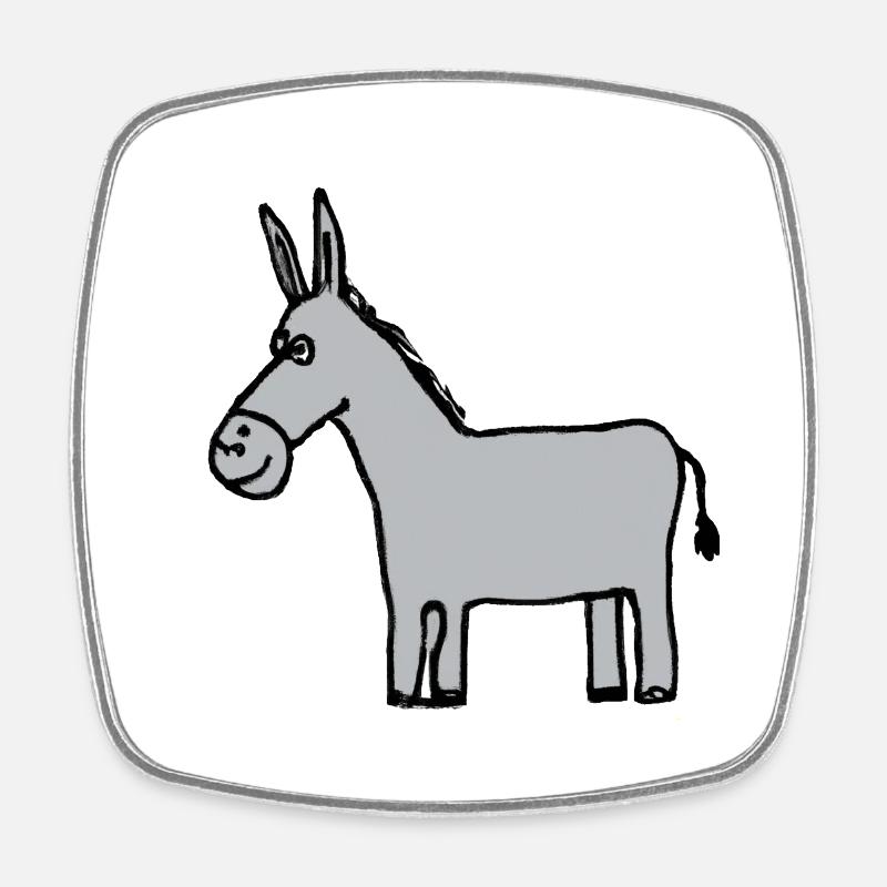 Donkey Illustration - Square fridge magnet - white
