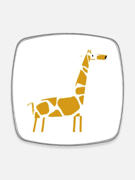 Giraffen-Illustration - Viereckiger Kühlschrankmagnet - Weiß
