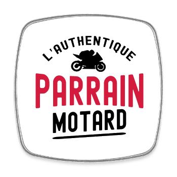 authentique parrain motard / parrain et moto - Magnet carré - blanc - Devant