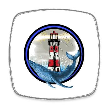 Marine Mammals Fish Whale Lighthouse Sea Coast Ahoy - Square fridge magnet - white - Front