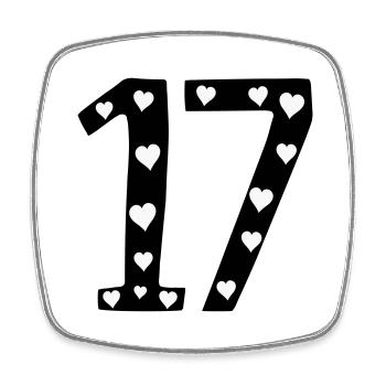 17 Geburtstag mit Herz - Viereckiger Kühlschrankmagnet - Weiß - Vorne