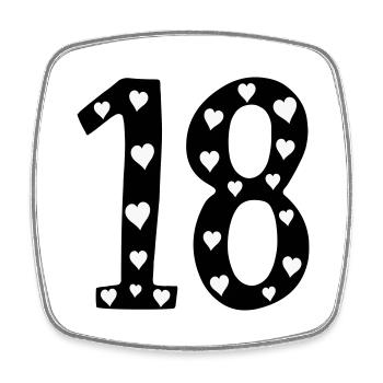 18th birthday with heart - Square fridge magnet - white - Front