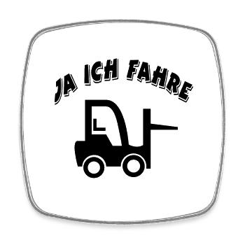 Gabelstapler - Viereckiger Kühlschrankmagnet - Weiß - Vorne