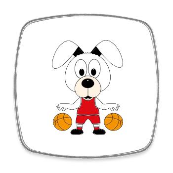 HUND - BASKETBALL - SPORT - TIER - KIND - BABY - Viereckiger Kühlschrankmagnet - Weiß - Vorne