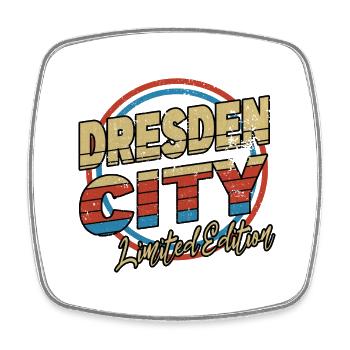 Dresde Allemagne City Police style années 80 - Magnet carré - blanc - Devant