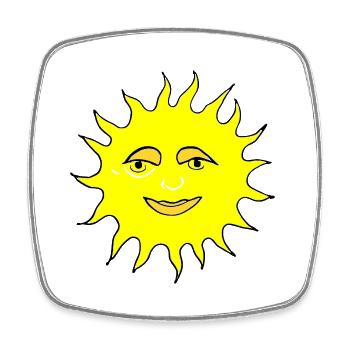 Sun Summer Watercolor Nature Beach Sky Vector - Square fridge magnet - white - Front