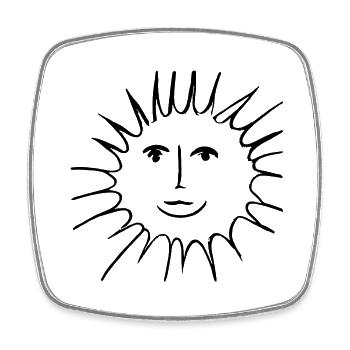 Sun Summer Watercolor Nature Beach Sky Vector 2 - Square fridge magnet - white - Front
