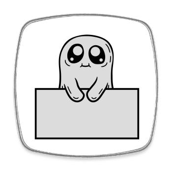 Ghost Shows Shield Cartoon - Square fridge magnet - white - Front