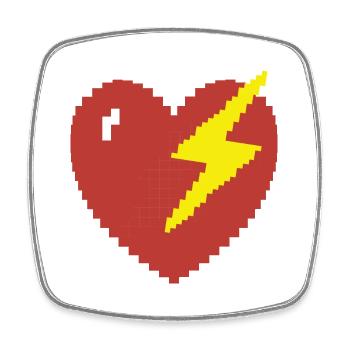 Heart Flash Pixel Gamer Gift - Square fridge magnet - white - Front