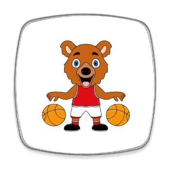 TEDDY - BÄR - TEDDYBÄR - BASKETBALL - SPORT - Viereckiger Kühlschrankmagnet - Weiß - Vorne