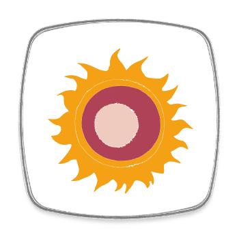 Sun Summer Watercolor Nature Beach Sky Vector 9 - Square fridge magnet - white - Front