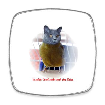 Katzen Vogel Poster - Viereckiger Kühlschrankmagnet - Weiß - Vorne