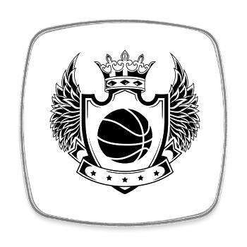 Emblème de basket-ball - Magnet carré - blanc - Devant