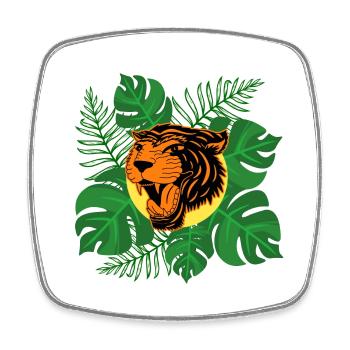 Tiger Jungle Roar Monstera Feuilles Cadeau - Magnet carré - blanc - Devant