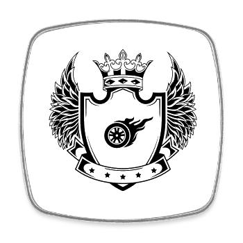 Reifen Feuer Wappen - Viereckiger Kühlschrankmagnet - Weiß - Vorne