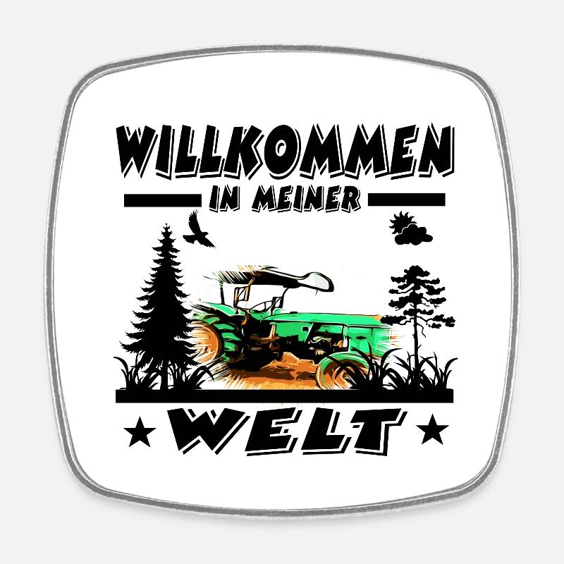 Tractor - Square fridge magnet - white