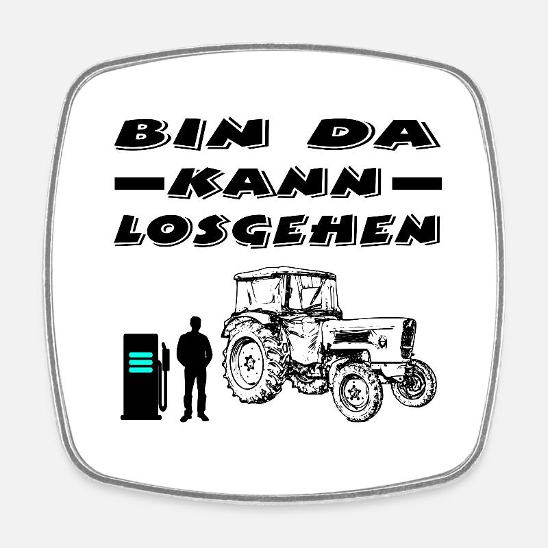 Traktor - Viereckiger Kühlschrankmagnet - Weiß