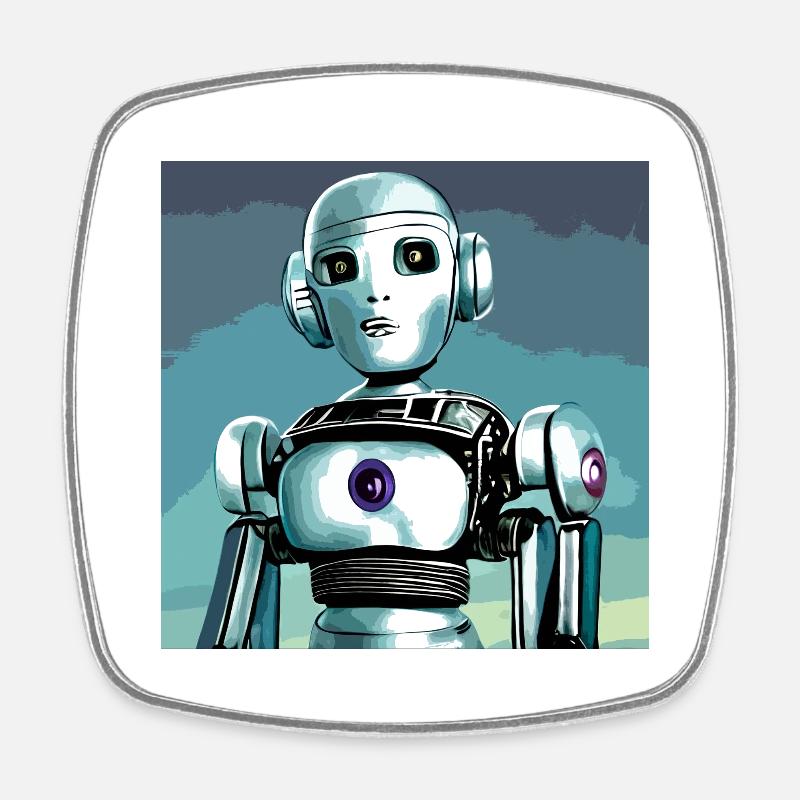 Roboter, Android, Cyborg, Science Fiction - Viereckiger Kühlschrankmagnet - Weiß