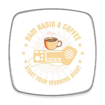Ham radio & coffee - start your morning right Oper - Viereckiger Kühlschrankmagnet - Weiß - Vorne