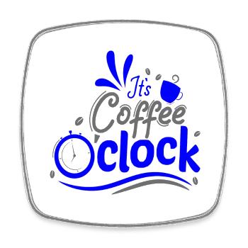 C’est Café o horloge Horloge à café Heure - Magnet carré - blanc - Devant
