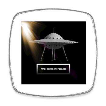 We Come in Peace - Square fridge magnet - white - Front