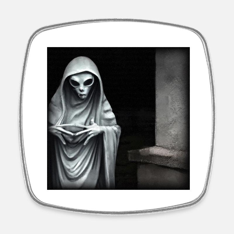 Spooky Alien - Square fridge magnet - white