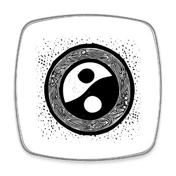 Yin Yang Signe Symbole Paix Heureux 14 - Magnet carré - blanc - Devant