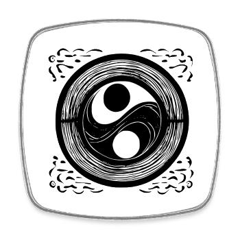 Yin Yang Zeichen Symbol Frieden glücklich 6 - Viereckiger Kühlschrankmagnet - Weiß - Vorne