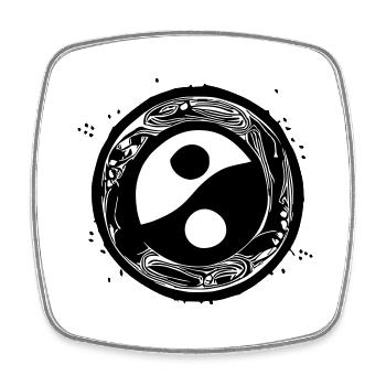 Yin Yang Zeichen Symbol Frieden Glück Vektor 14 - Viereckiger Kühlschrankmagnet - Weiß - Vorne