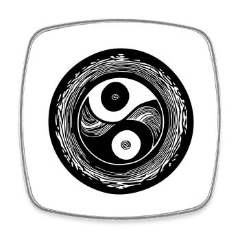 Yin Yang Zeichen Symbol Frieden Glück Vektor 10 - Viereckiger Kühlschrankmagnet - Weiß - Vorne