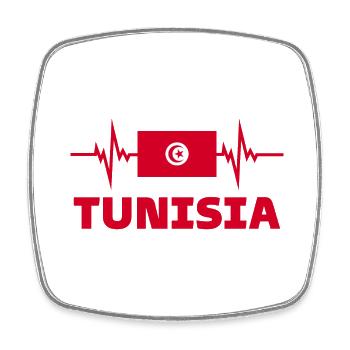 Tunisia Calcio 2022 battito cardiaco Tunisia - Calamita quadrata da frigo - bianco - Fronte