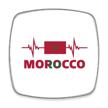 Morocco Football 2022 heartbeat - Square fridge magnet - white - Front