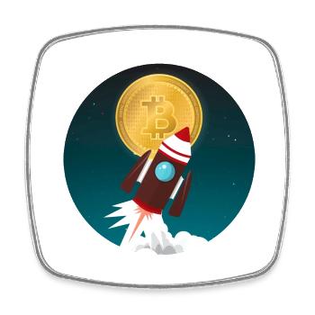 Rocket Bitcoin Money Money à la lune - Magnet carré - blanc - Devant