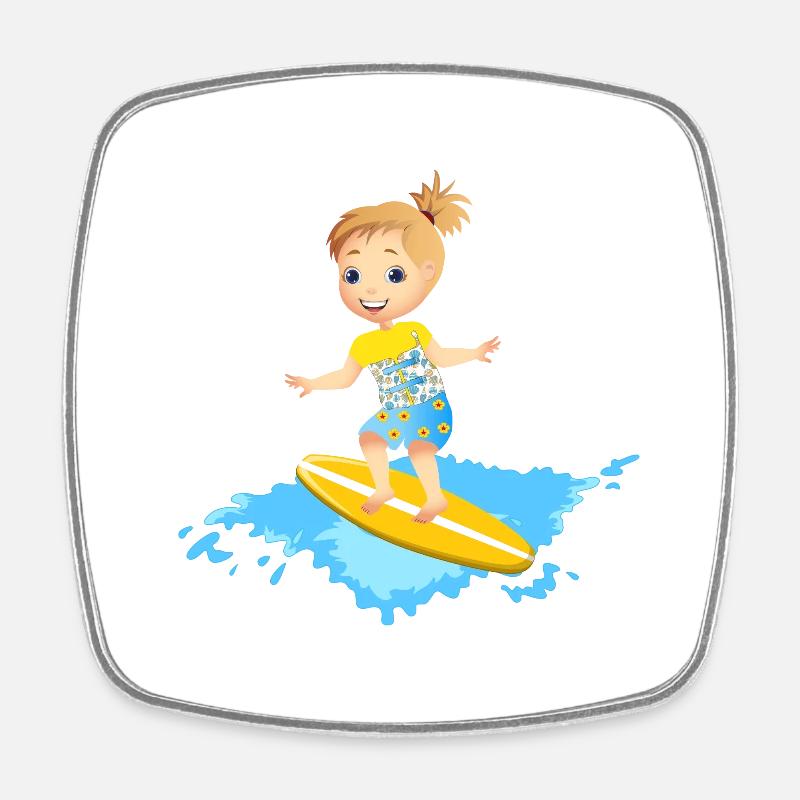 Surfer with corset - Square fridge magnet - white
