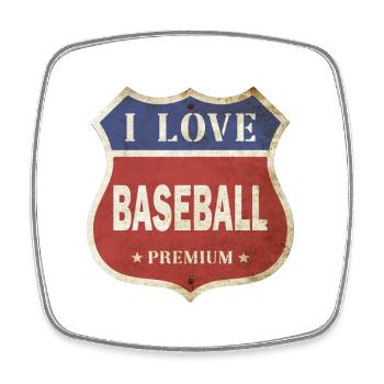 Baseball I Love Vintage Retro Schild Route Sport - Viereckiger Kühlschrankmagnet - Weiß - Vorne
