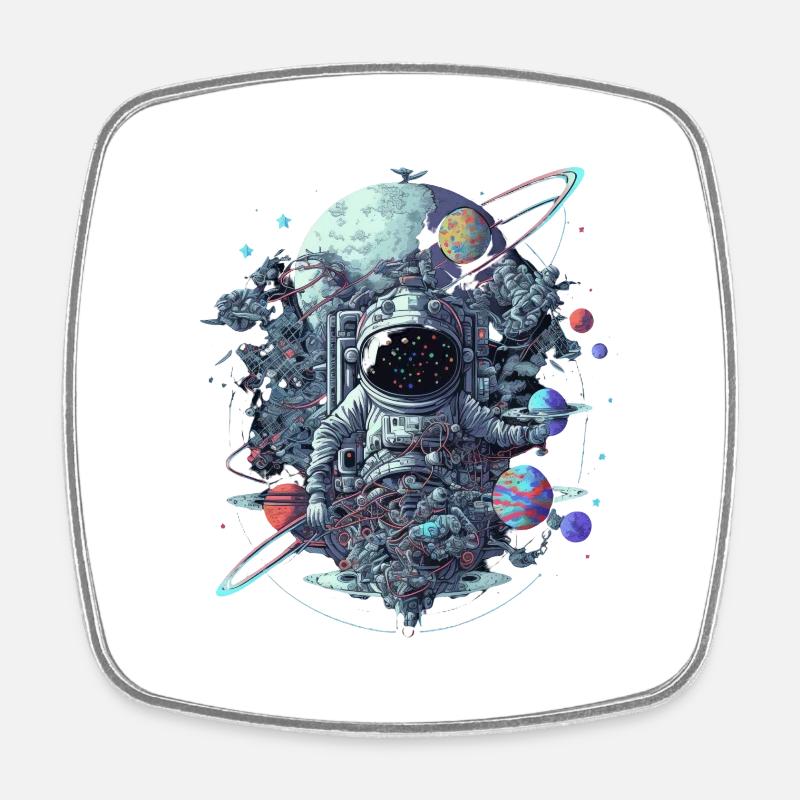 Astronaute - Magnet carré - blanc