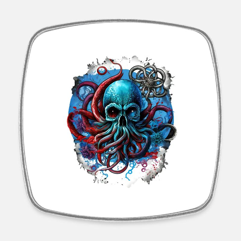 Pirate octopus - Square fridge magnet - white