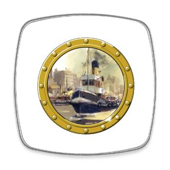Steam tugs - Square fridge magnet - white - Front