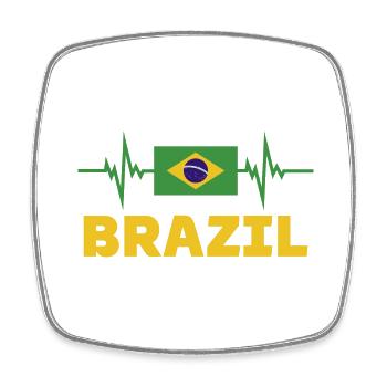 Brazil Football 2022 heartbeat Brazil football - Square fridge magnet - white - Front