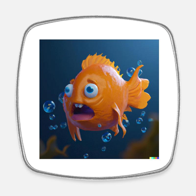 Ugly Fish - Square fridge magnet - white