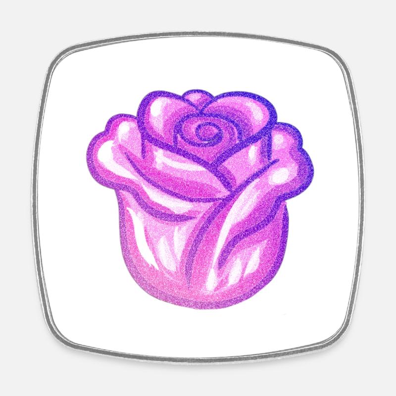 Fleur pourpre Rose Paillettes Fleur - Magnet carré - blanc